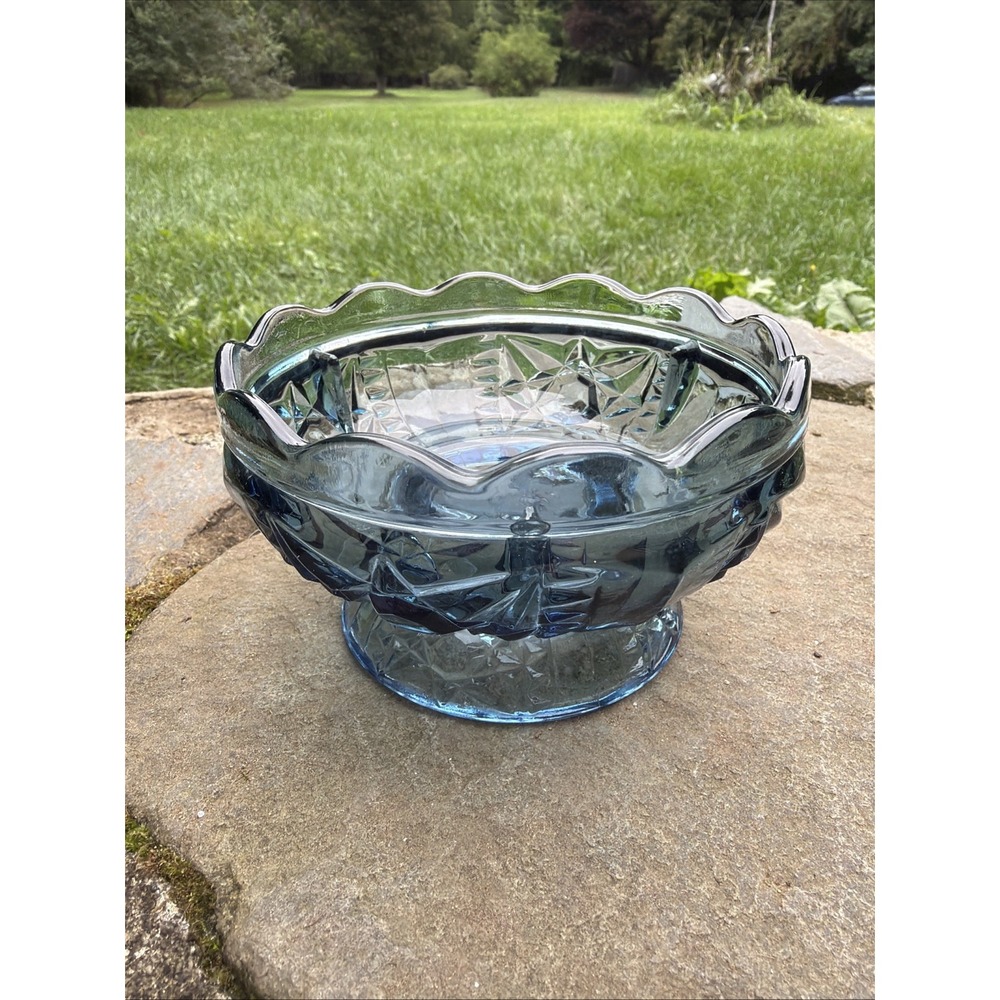 Indiana Glass Blue Stars and Bars Fairy Lamp Base "Bottom Only" Parts READ